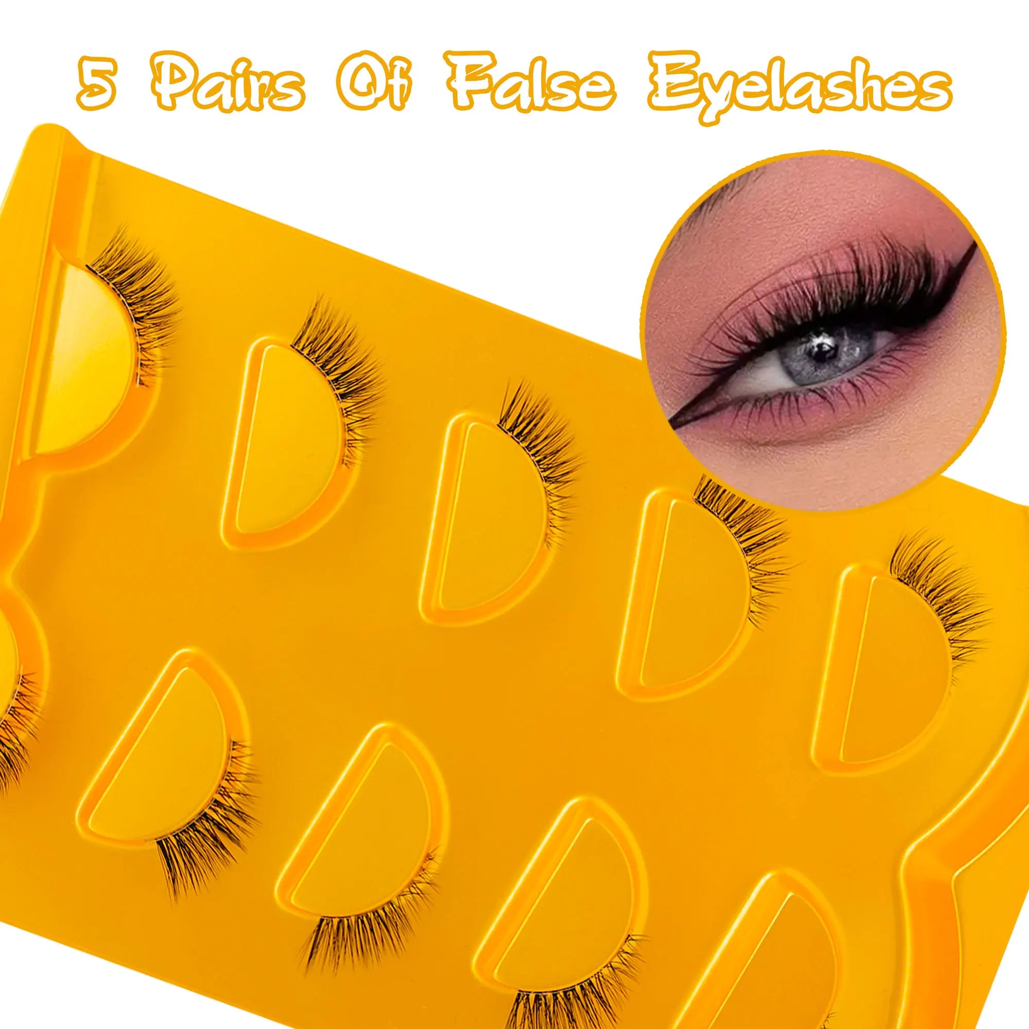 5 pairs of cat eyes - half false eyelashes, eye tail extension, transparent tape, natural, reusable, perfect gift