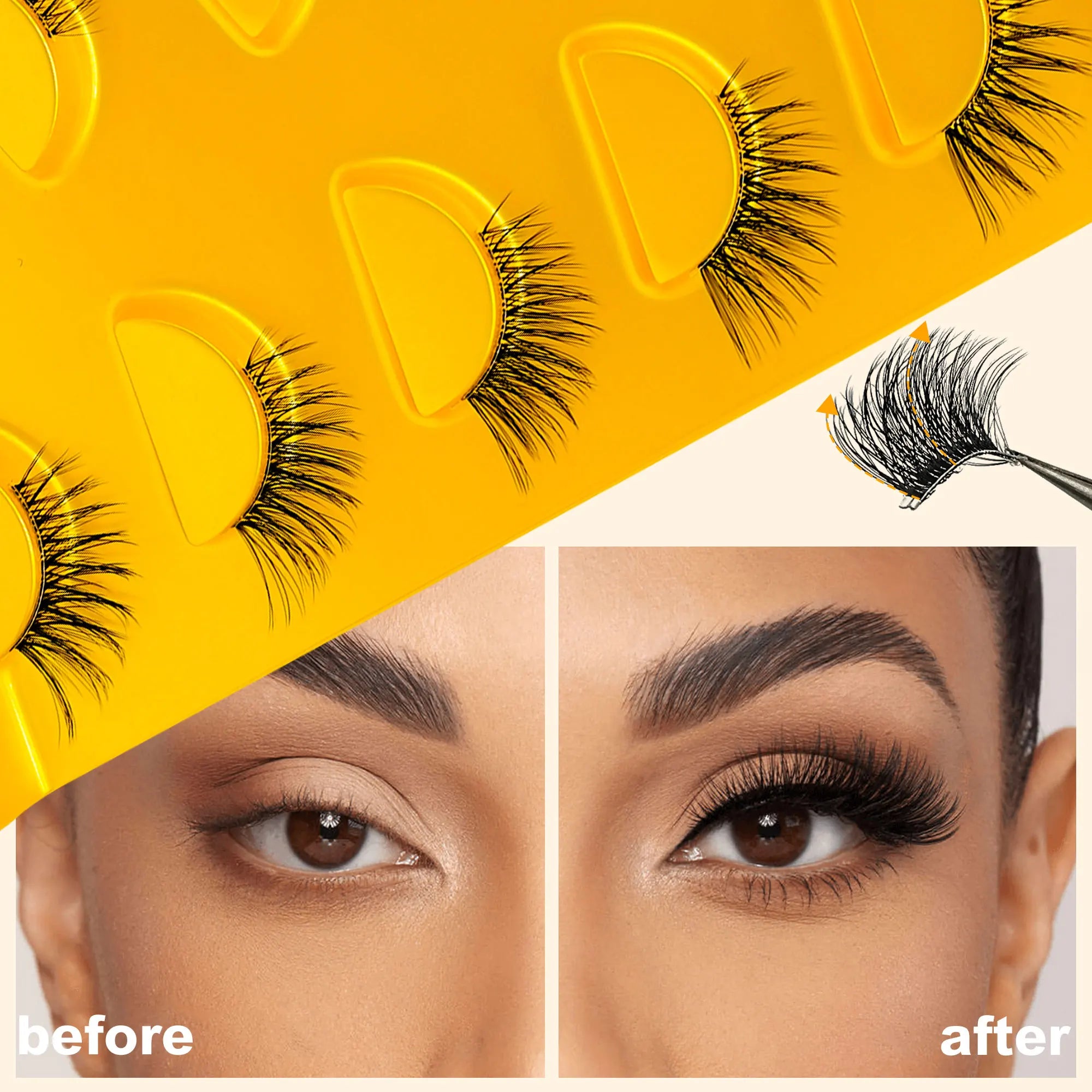 5 pairs of cat eyes - half false eyelashes, eye tail extension, transparent tape, natural, reusable, perfect gift